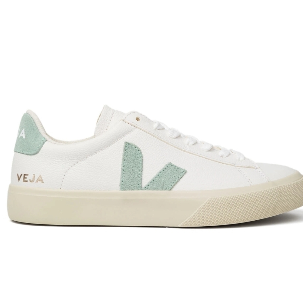Veja White and Mint Green Sneakers